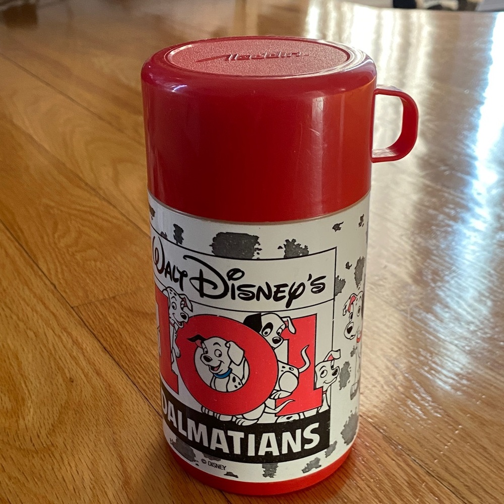 Vintage Disney 101 Dalmatians Red and White Thermos